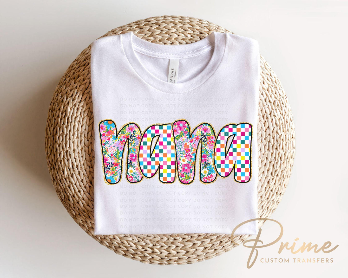 Mother's Day DTF Transfers, Ready to Press, T-shirt Transfers, Heat Transfer, Direct to Film, Gift for Grandma, Faux Glitter Floral Nana