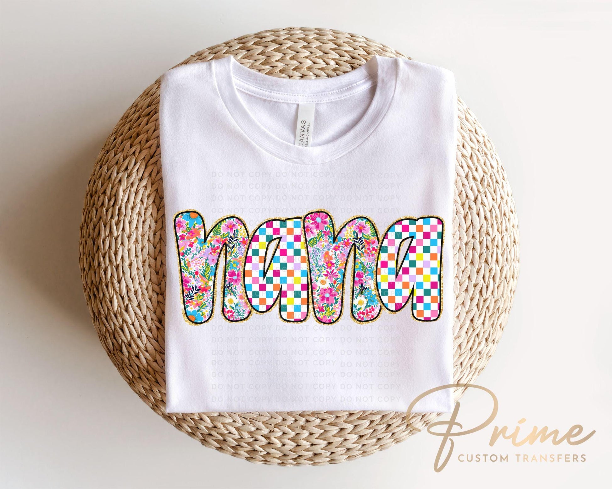 Mother's Day DTF Transfers, Ready to Press, T-shirt Transfers, Heat Transfer, Direct to Film, Gift for Grandma, Faux Glitter Floral Nana