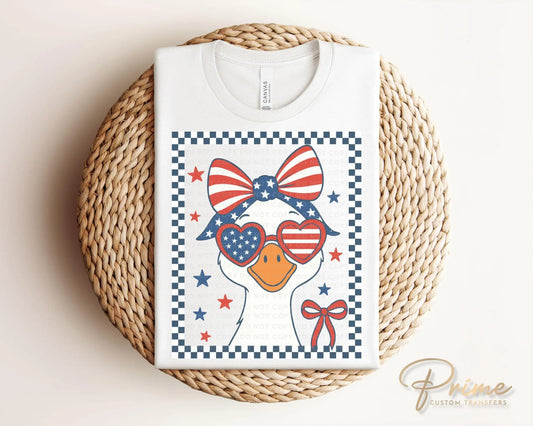 Girl Silly Goose, DTF Transfers, Ready to Press, T-shirt Transfers, Heat Transfer, Direct to Film, 4th of July Kids Patriotic Shirt, Summer