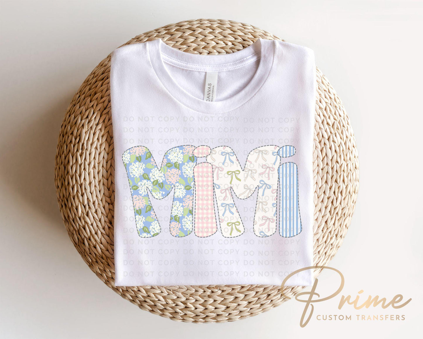 Faux Quilted Coquette Mimi DTF Transfer, Ready to Press, T-shirt Transfer, Heat Transfer, Direct to Film, Spring, Girly, Floral Mother's Day