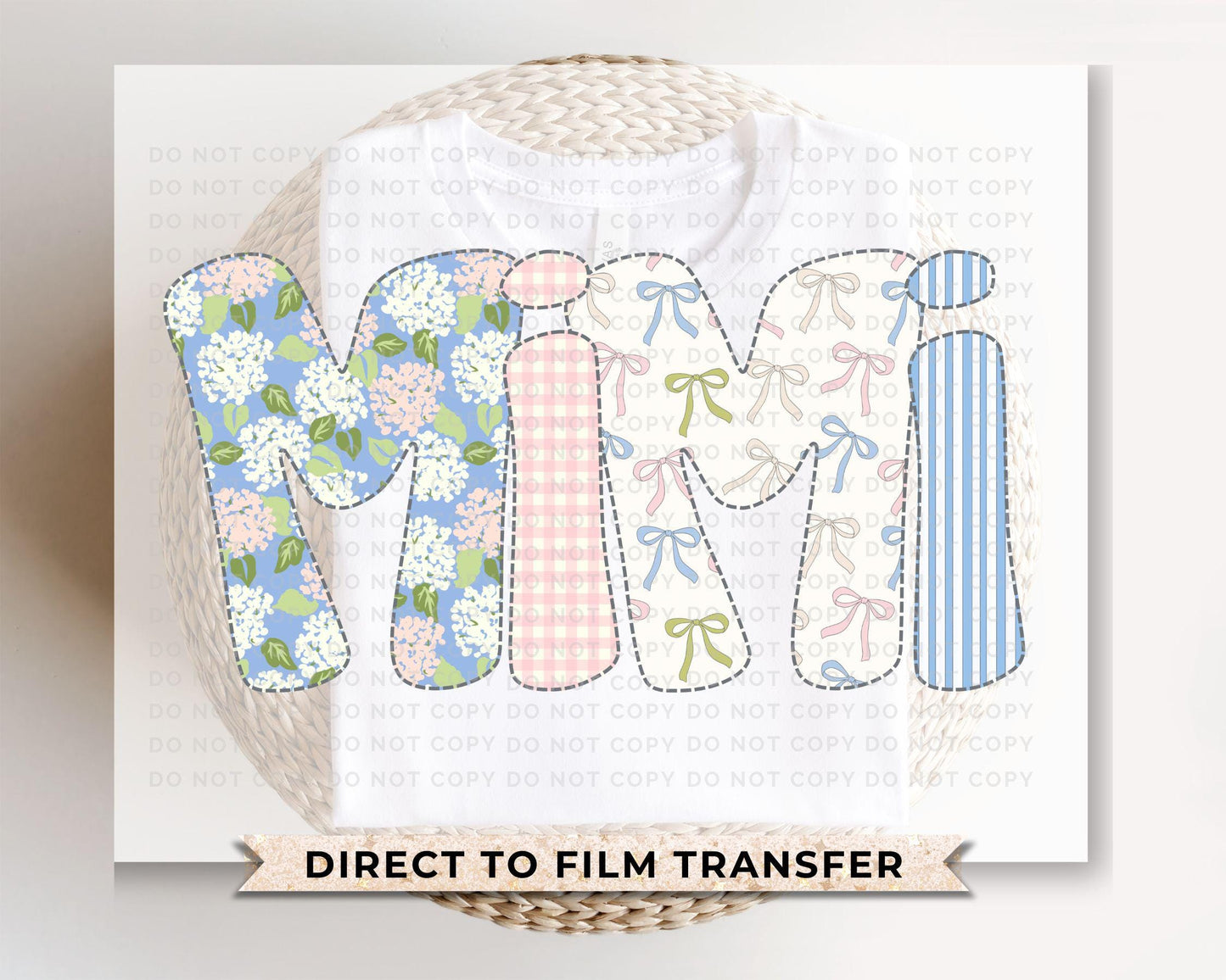 Faux Quilted Coquette Mimi DTF Transfer, Ready to Press, T-shirt Transfer, Heat Transfer, Direct to Film, Spring, Girly, Floral Mother's Day