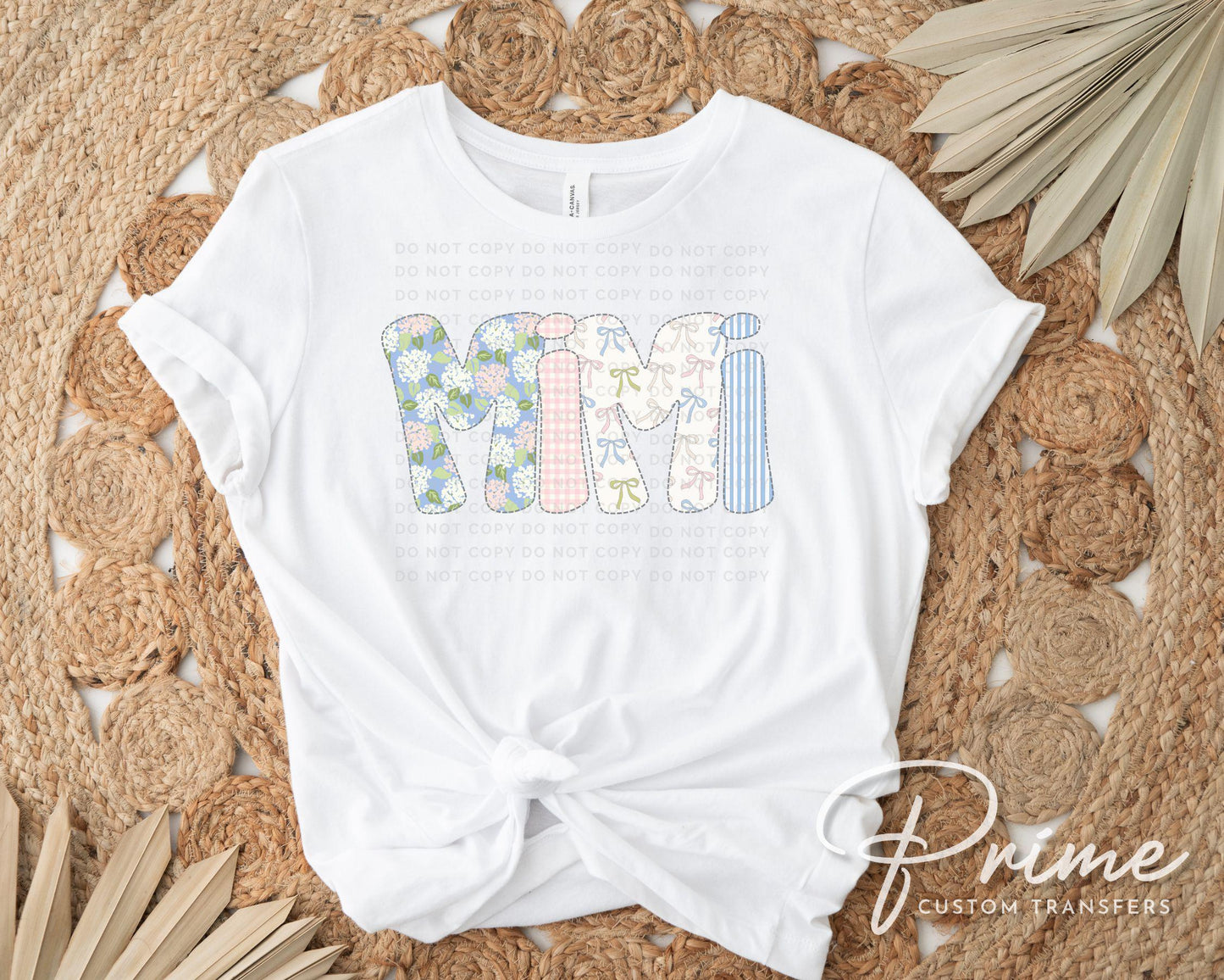 Faux Quilted Coquette Mimi DTF Transfer, Ready to Press, T-shirt Transfer, Heat Transfer, Direct to Film, Spring, Girly, Floral Mother's Day