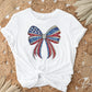 4th of July DTF Transfers, Ready to Press, T-shirt Transfers, Heat Transfer, Direct to Film, Memorial Day, USA, Faux Rhinestone Coquette Bow