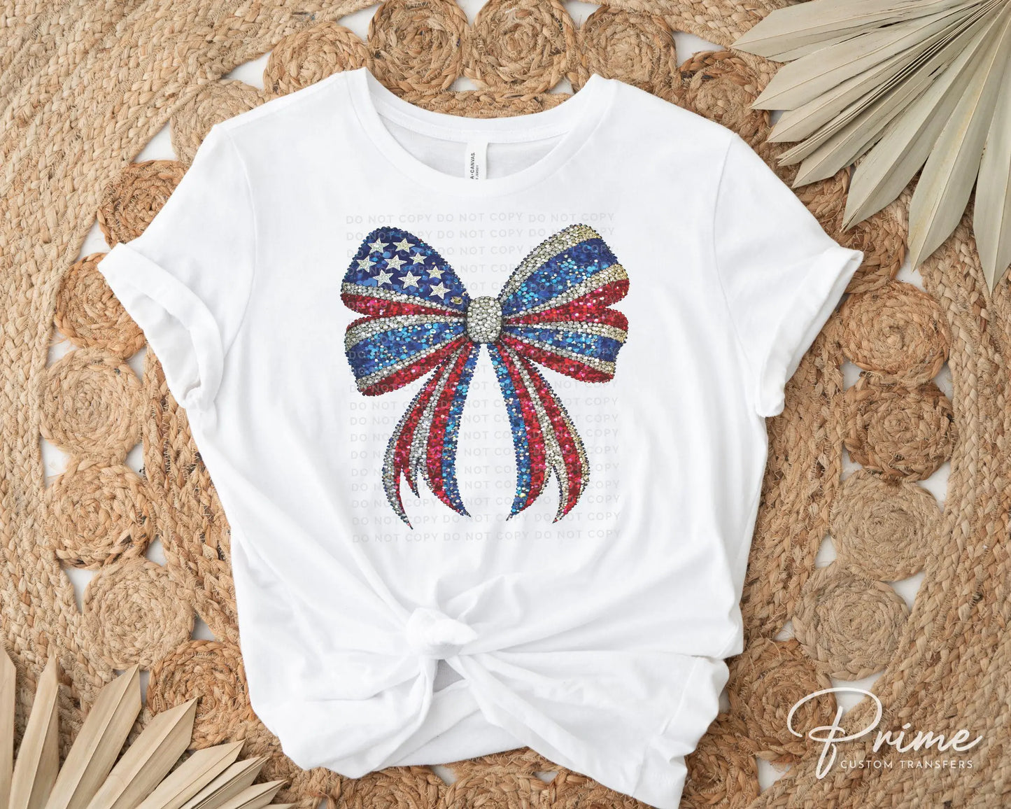 4th of July DTF Transfers, Ready to Press, T-shirt Transfers, Heat Transfer, Direct to Film, Memorial Day, USA, Faux Rhinestone Coquette Bow