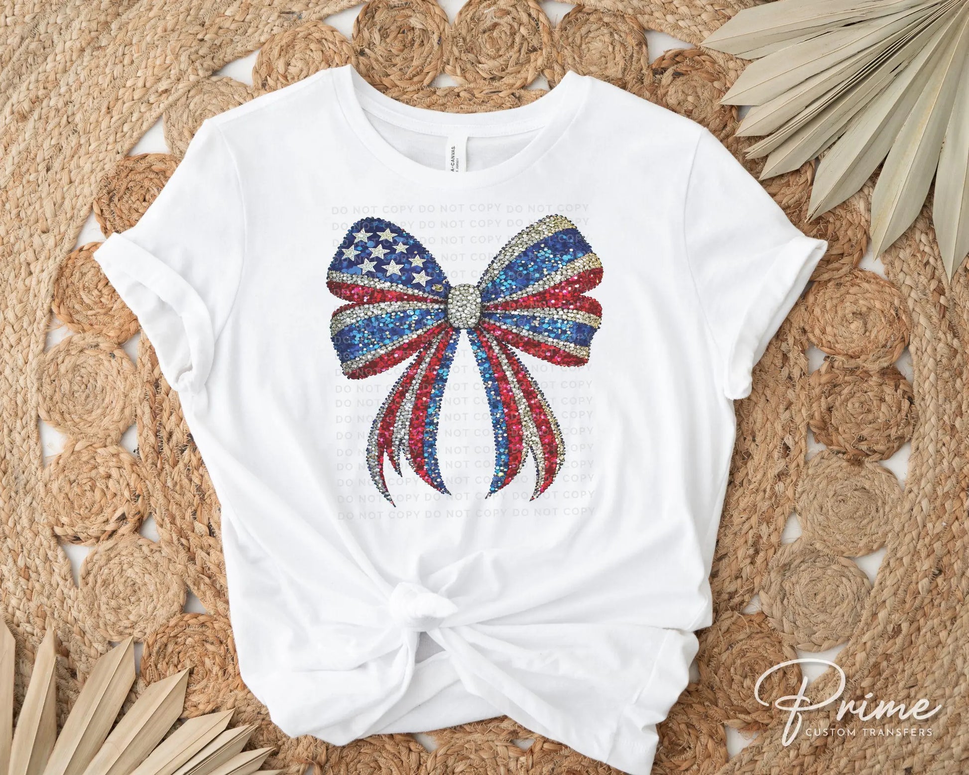 4th of July DTF Transfers, Ready to Press, T-shirt Transfers, Heat Transfer, Direct to Film, Memorial Day, USA, Faux Rhinestone Coquette Bow