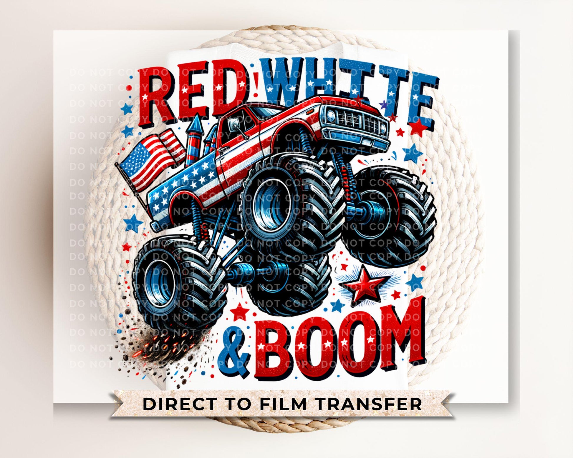 4th of July DTF Transfers, Ready to Press, T-shirt Transfers, Heat Transfer, Direct to Film, Memorial Day, Patriotic, America, Monster Truck