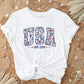 4th of July DTF Transfer, Ready to Press, T-shirt Transfer, Heat Transfer, Direct to Film, Memorial Day, Flowers, Faux Embroidery USA Floral