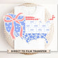 Coquette 4th of July DTF Transfers, Ready to Press, T-shirt Transfers, Heat Transfer, Direct to Film, USA, Ribbon, Bows, USA Quilted Map