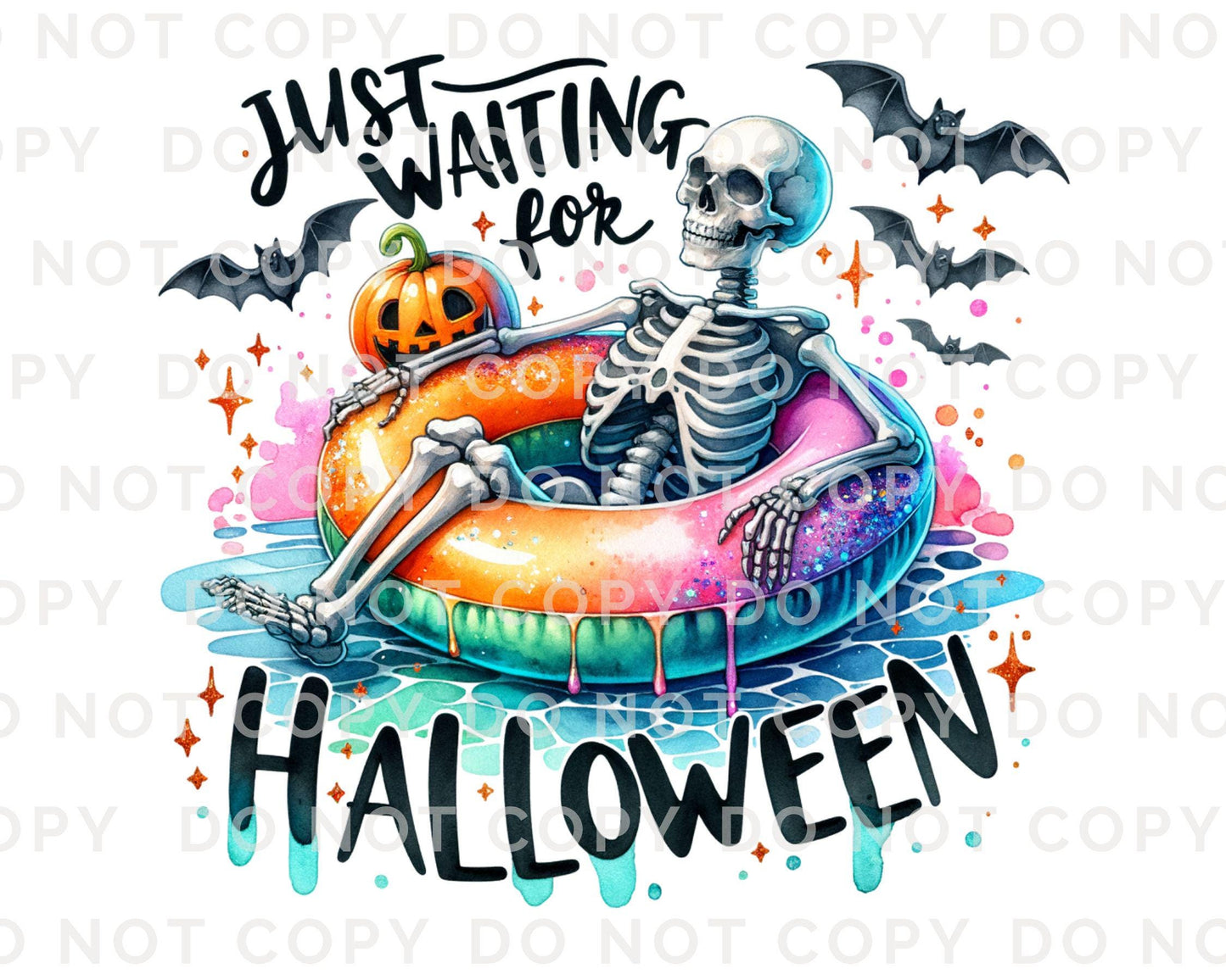 Summerween DTF Transfers, Ready to Press, T-shirt Transfers, Heat Transfer, Direct to Film, Beach, Halloween, Pool Floaty, Skull, Skeleton