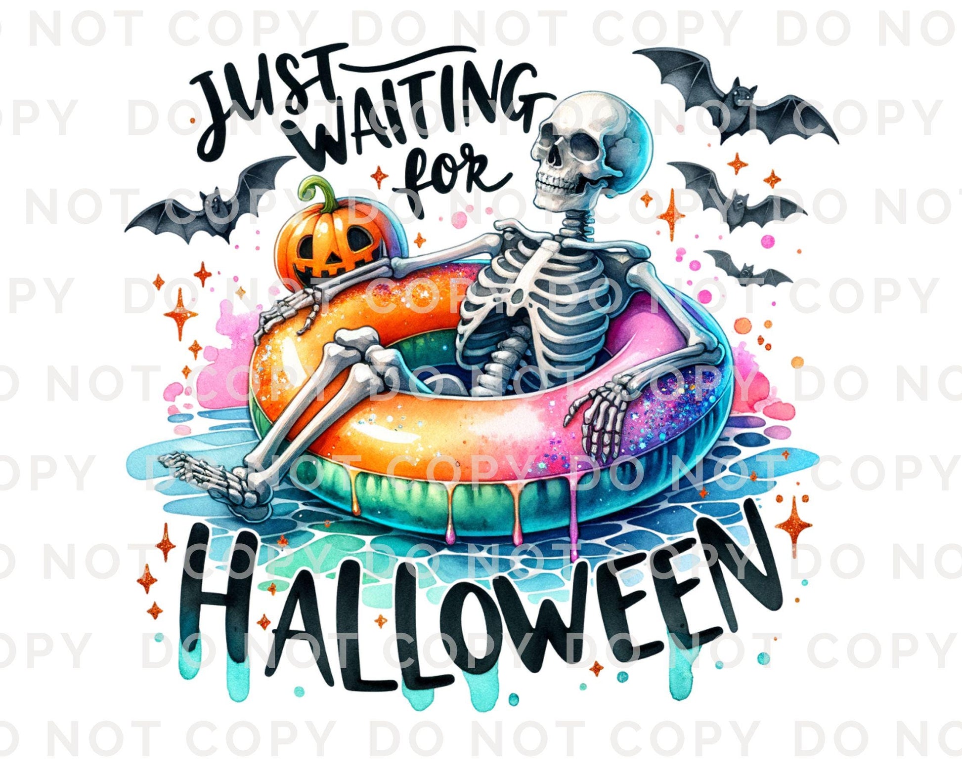 Summerween DTF Transfers, Ready to Press, T-shirt Transfers, Heat Transfer, Direct to Film, Beach, Halloween, Pool Floaty, Skull, Skeleton