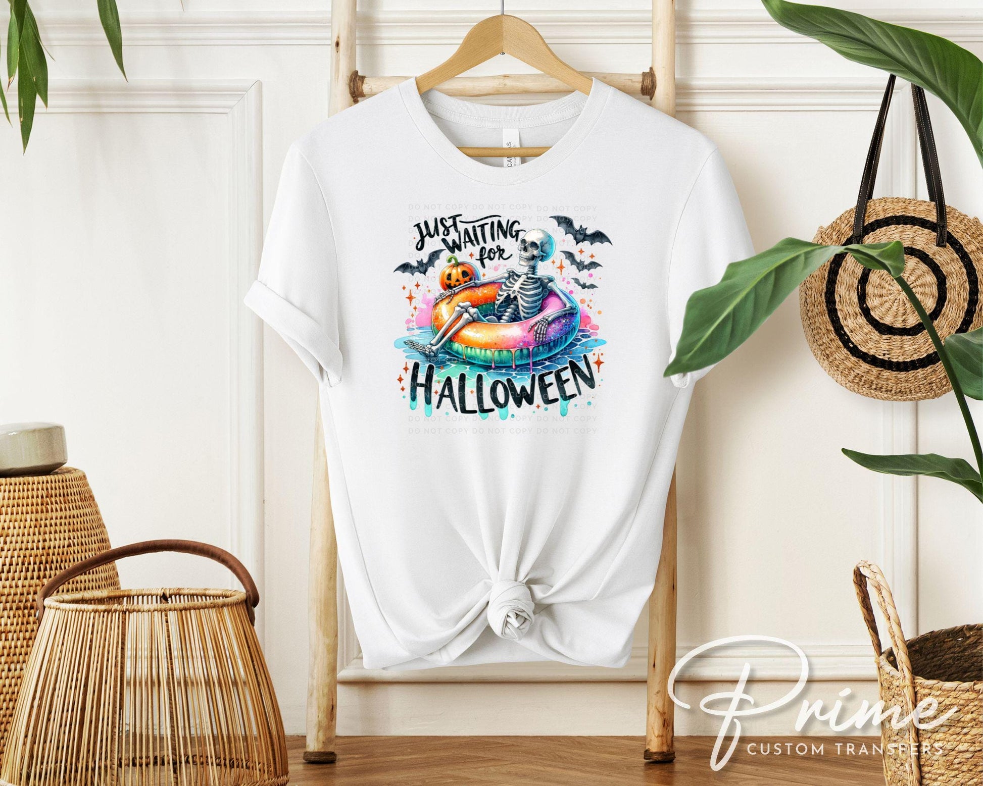 Summerween DTF Transfers, Ready to Press, T-shirt Transfers, Heat Transfer, Direct to Film, Beach, Halloween, Pool Floaty, Skull, Skeleton