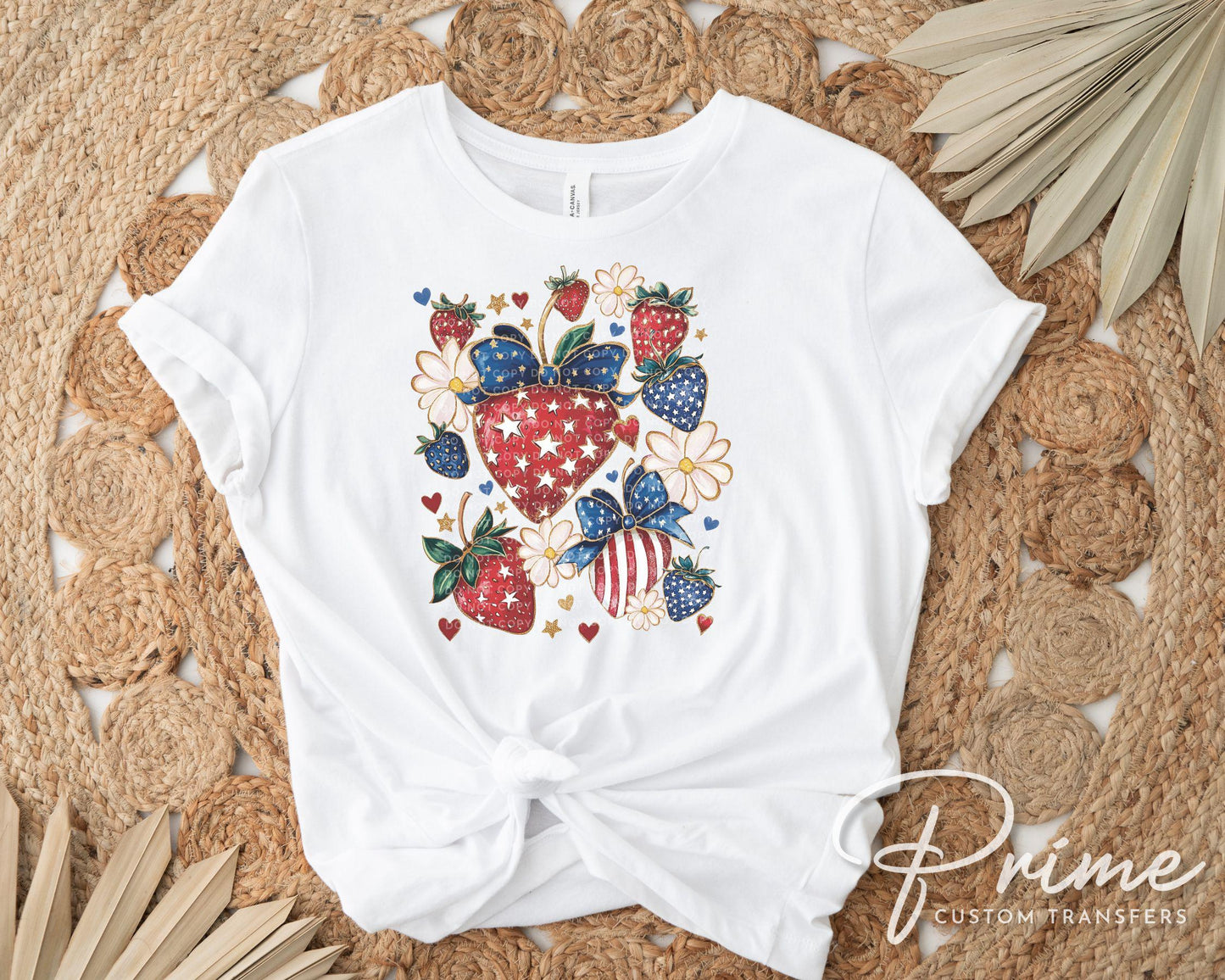 4th of July DTF Transfers, Ready to Press, T-shirt Transfers, Heat Transfer, Direct to Film, Memorial Day, Coquette, Patriotic Strawberries