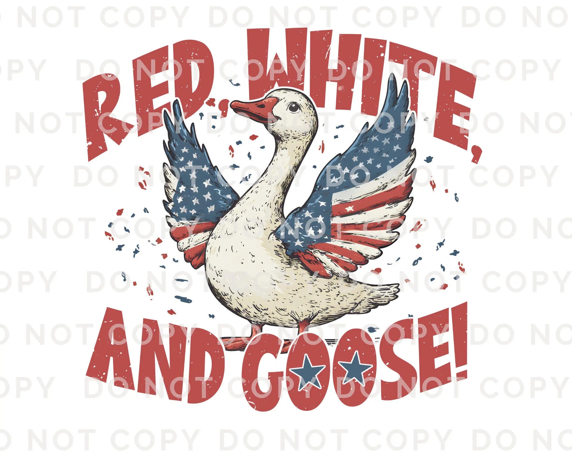 4th of July DTF Transfers, Ready to Press, T-shirt Transfers, Heat Transfer, Direct to Film, Patriotic Shirt, Summer, Red, White and Goose