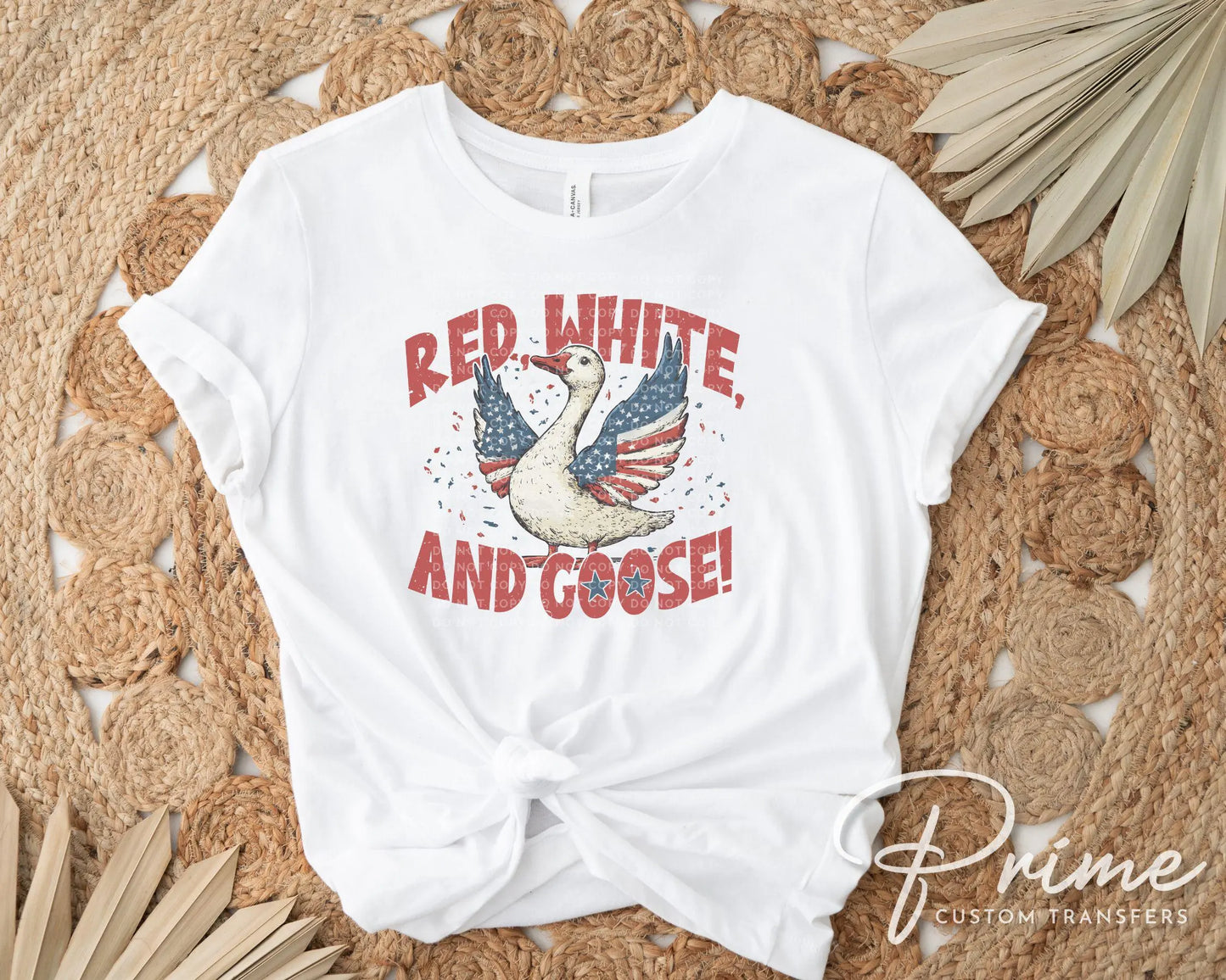 4th of July DTF Transfers, Ready to Press, T-shirt Transfers, Heat Transfer, Direct to Film, Patriotic Shirt, Summer, Red, White and Goose