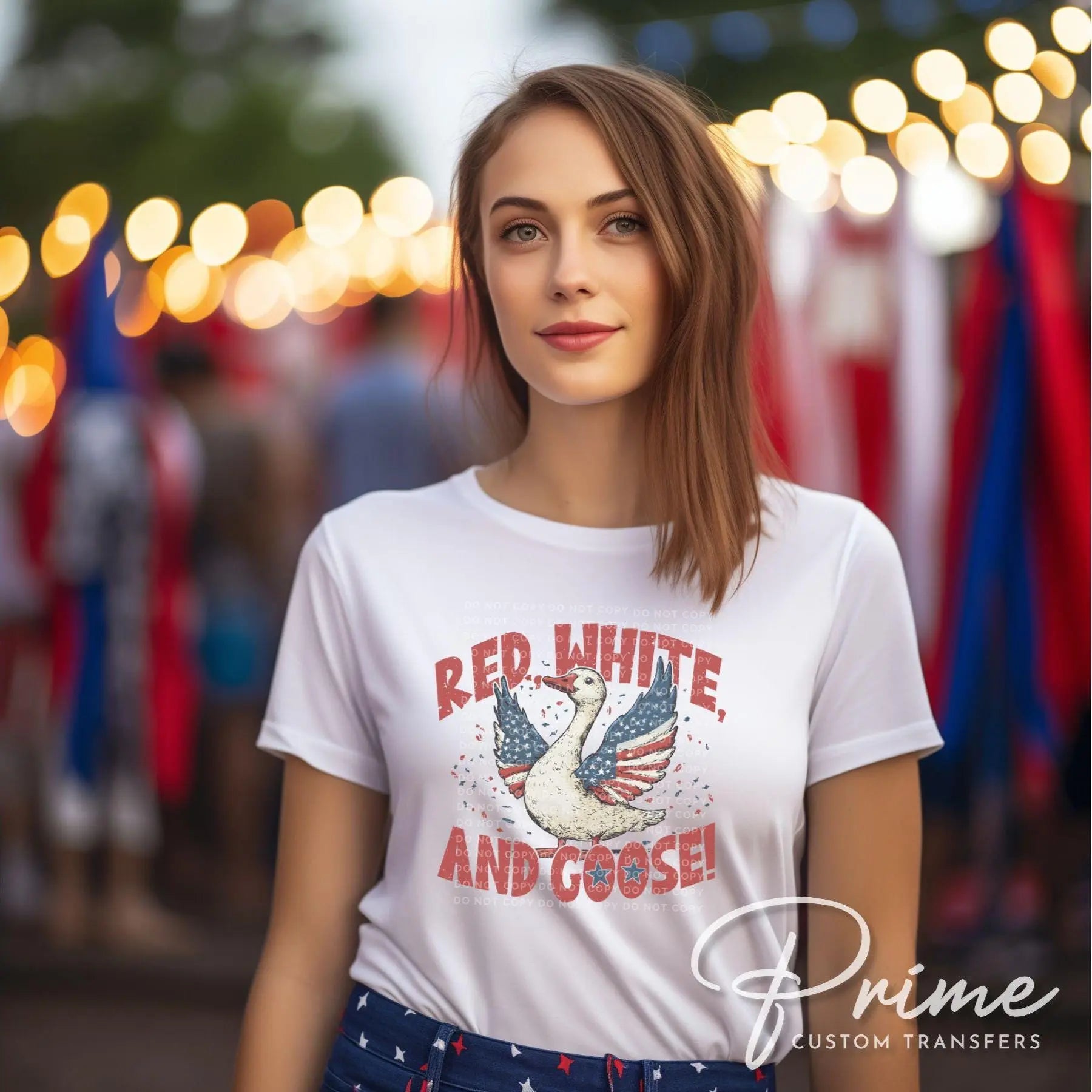 4th of July DTF Transfers, Ready to Press, T-shirt Transfers, Heat Transfer, Direct to Film, Patriotic Shirt, Summer, Red, White and Goose