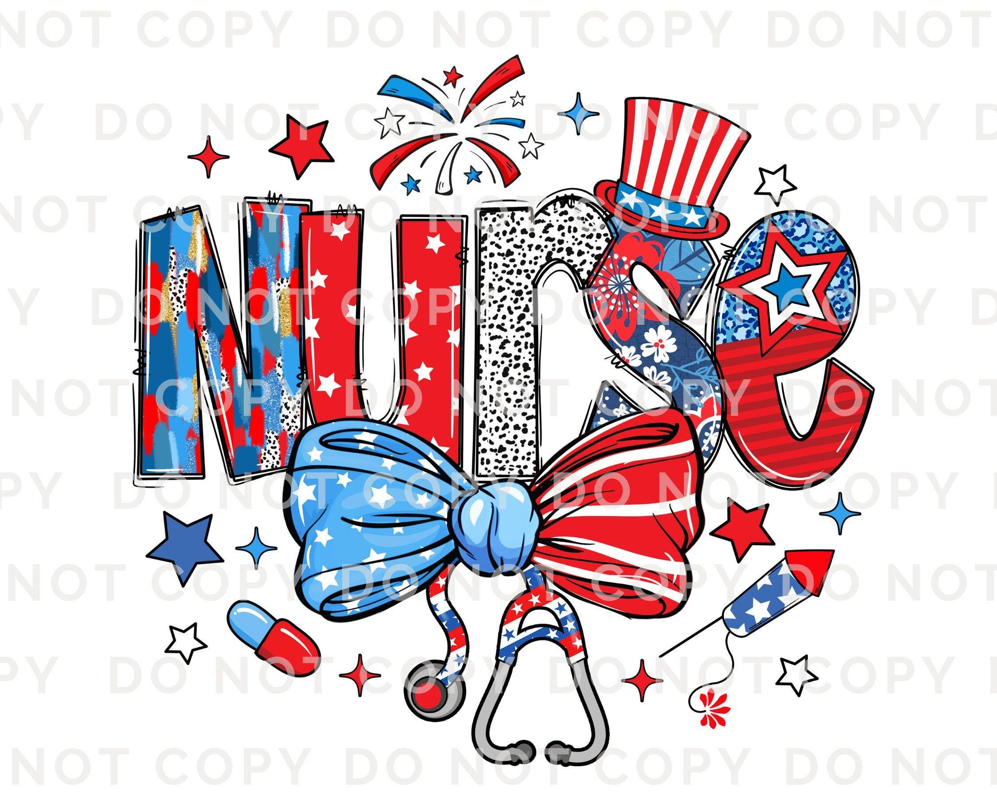 4th of July DTF Transfer, Ready to Press, T-shirt Transfer, Heat Transfer, Direct to Film, Holiday, Memorial Day, Nurse Gift, Coquette Nurse