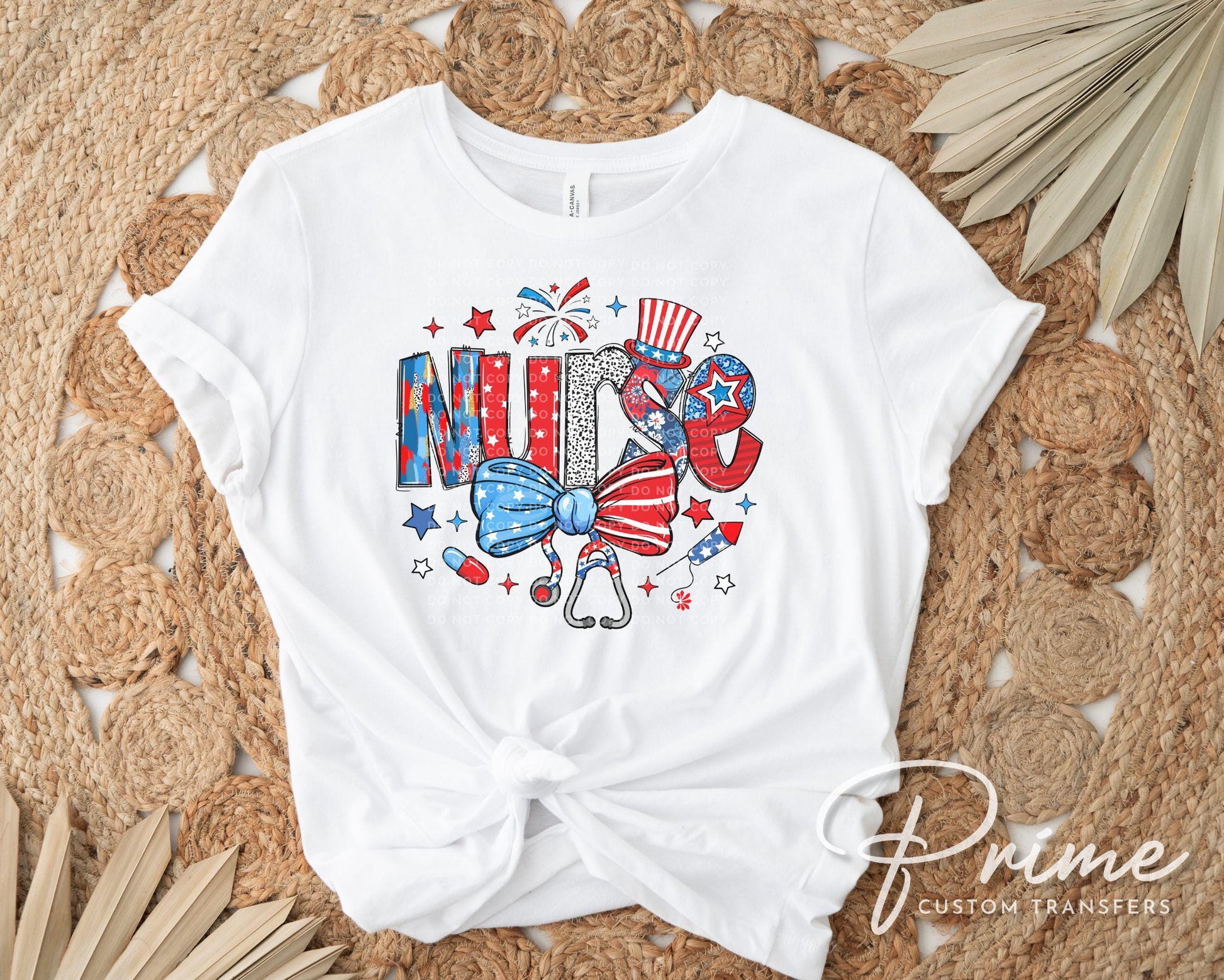 4th of July DTF Transfer, Ready to Press, T-shirt Transfer, Heat Transfer, Direct to Film, Holiday, Memorial Day, Nurse Gift, Coquette Nurse