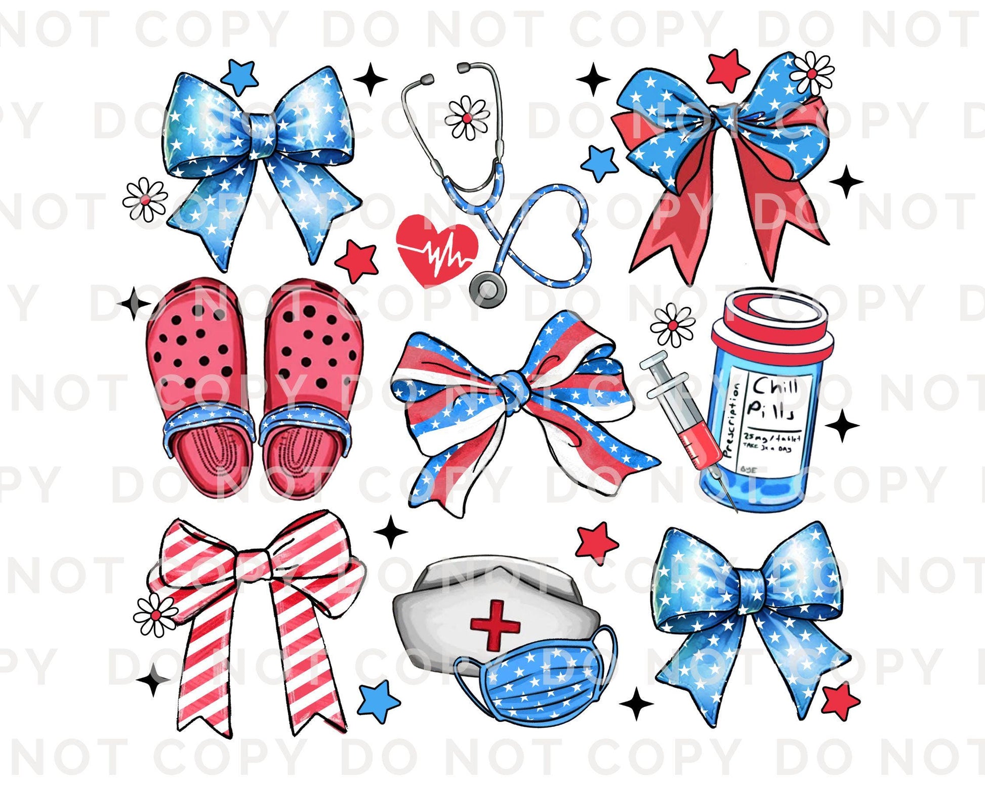 4th of July DTF Transfer, Ready to Press, T-shirt Transfer, Heat Transfer, Direct to Film, Holiday, Memorial Day, Nurse Gift, Coquette Nurse