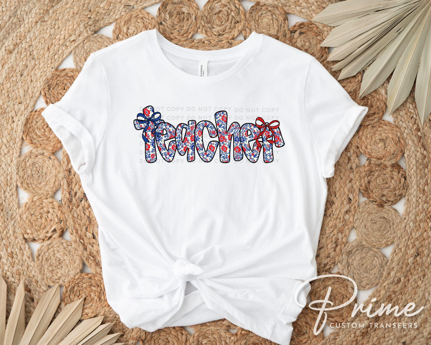 4th of July DTF Transfer, Ready to Press, T-shirt Transfer, Heat Transfer, Direct to Film, Preschool, Gift for Teacher, Floral Coquette