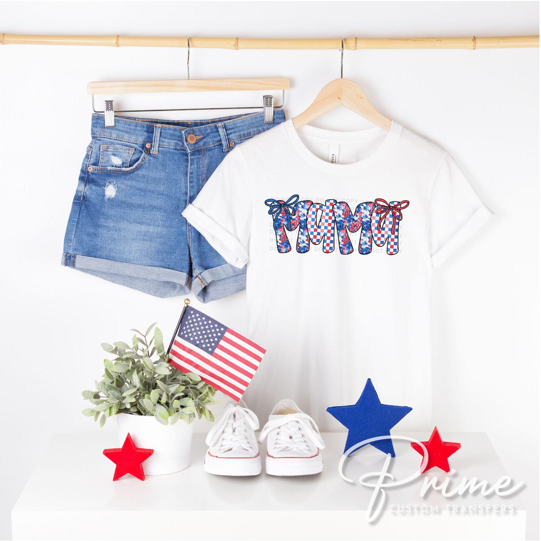 4th of July DTF Transfer, Ready to Press, T-shirt Transfer, Heat Transfer, Direct to Film, Memorial Day, America, Bows, USA Coquette Mama