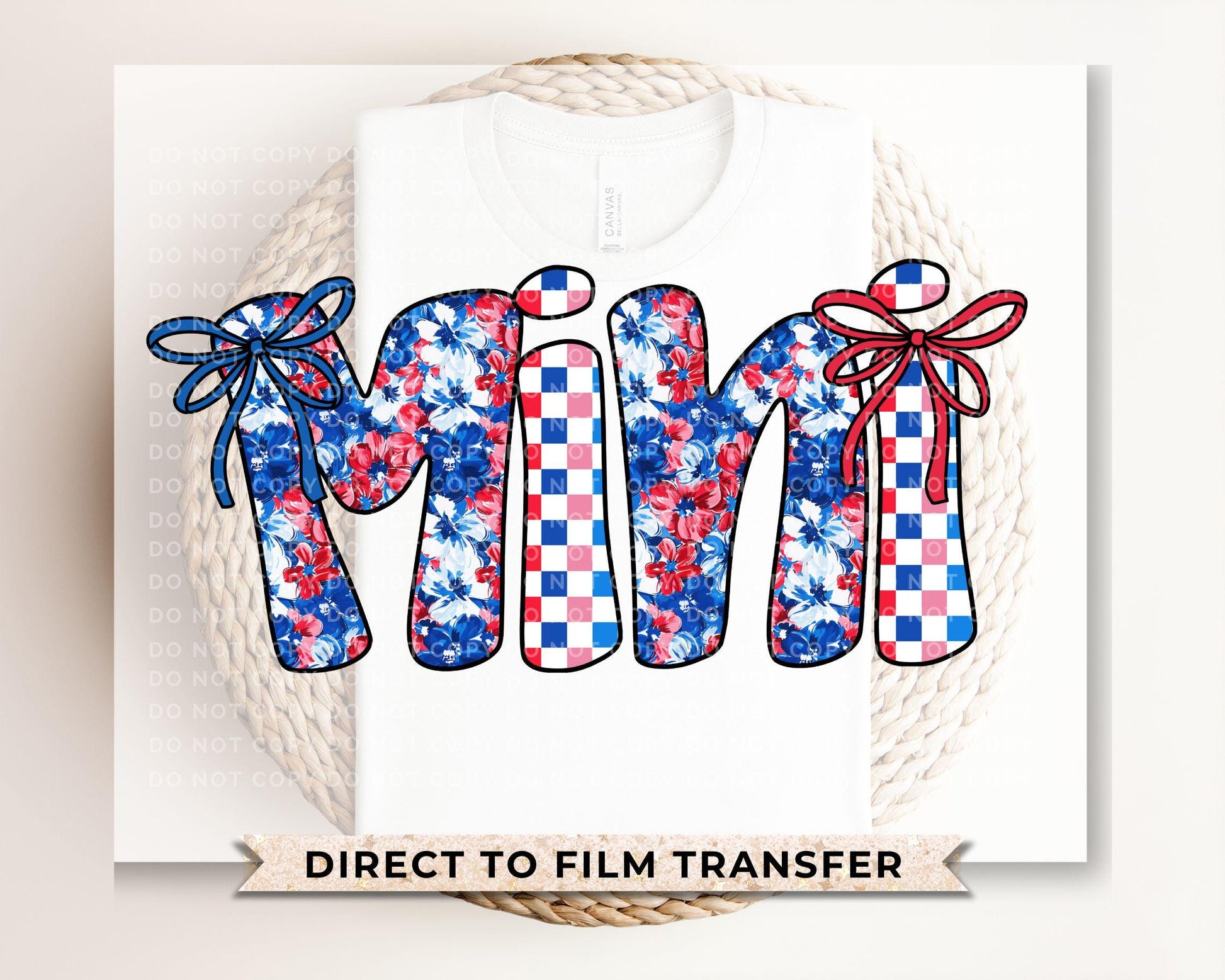 4th of July DTF Transfer, Ready to Press, T-shirt Transfer, Heat Transfer, Direct to Film, Memorial Day, America, Bows, USA Coquette Mini