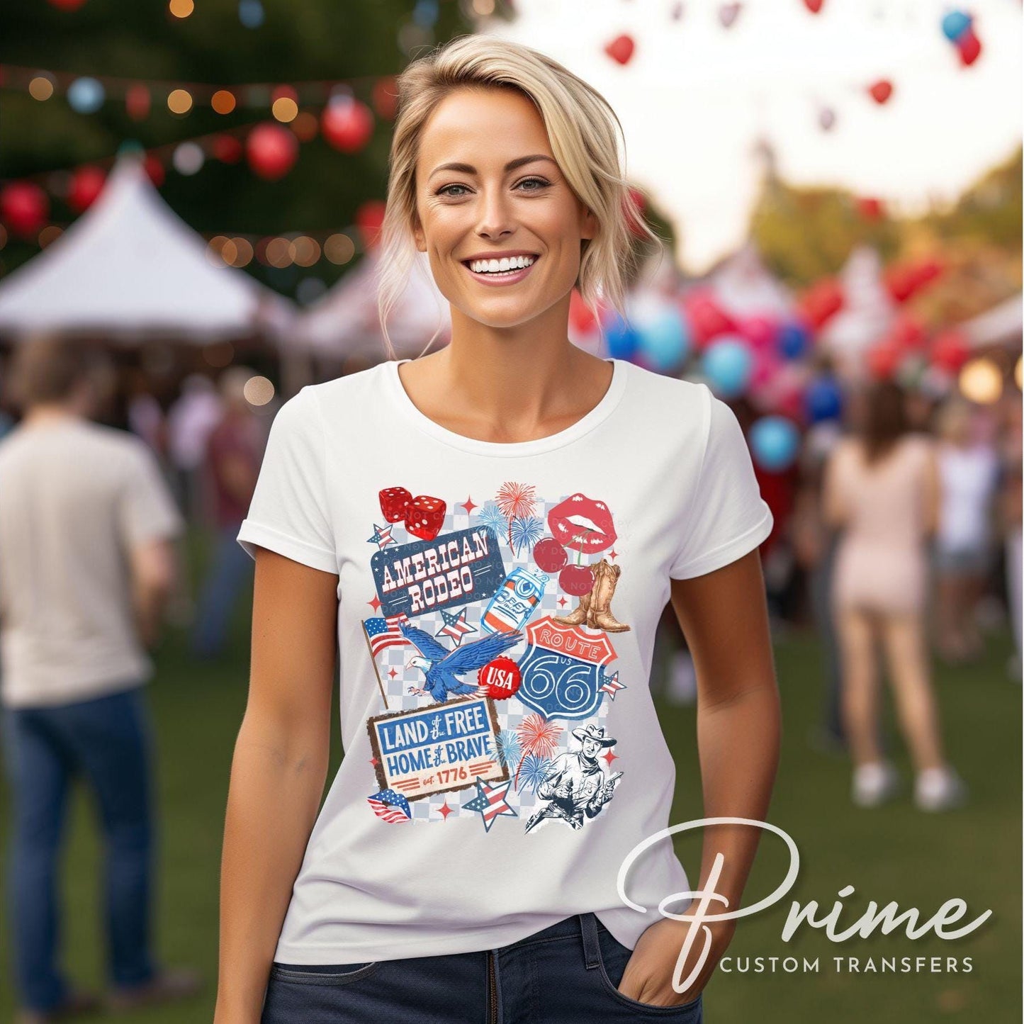 4th of July DTF Transfers, Ready to Press, T-shirt Transfers, Heat Transfer, Direct to Film, Memorial Day, Western, USA, America Collage