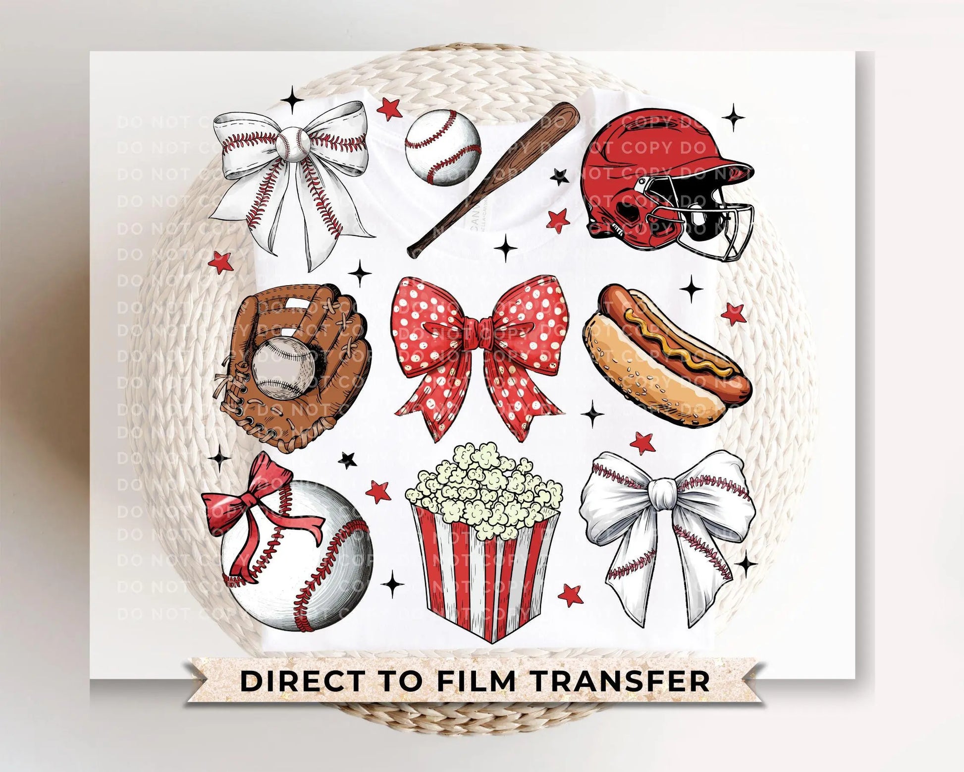Baseball DTF Transfers, Ready to Press, T-shirt Transfers, Heat Transfer, Direct to Film, Sports Mom Shirt, Game Day, Bow, Collage, Coquette