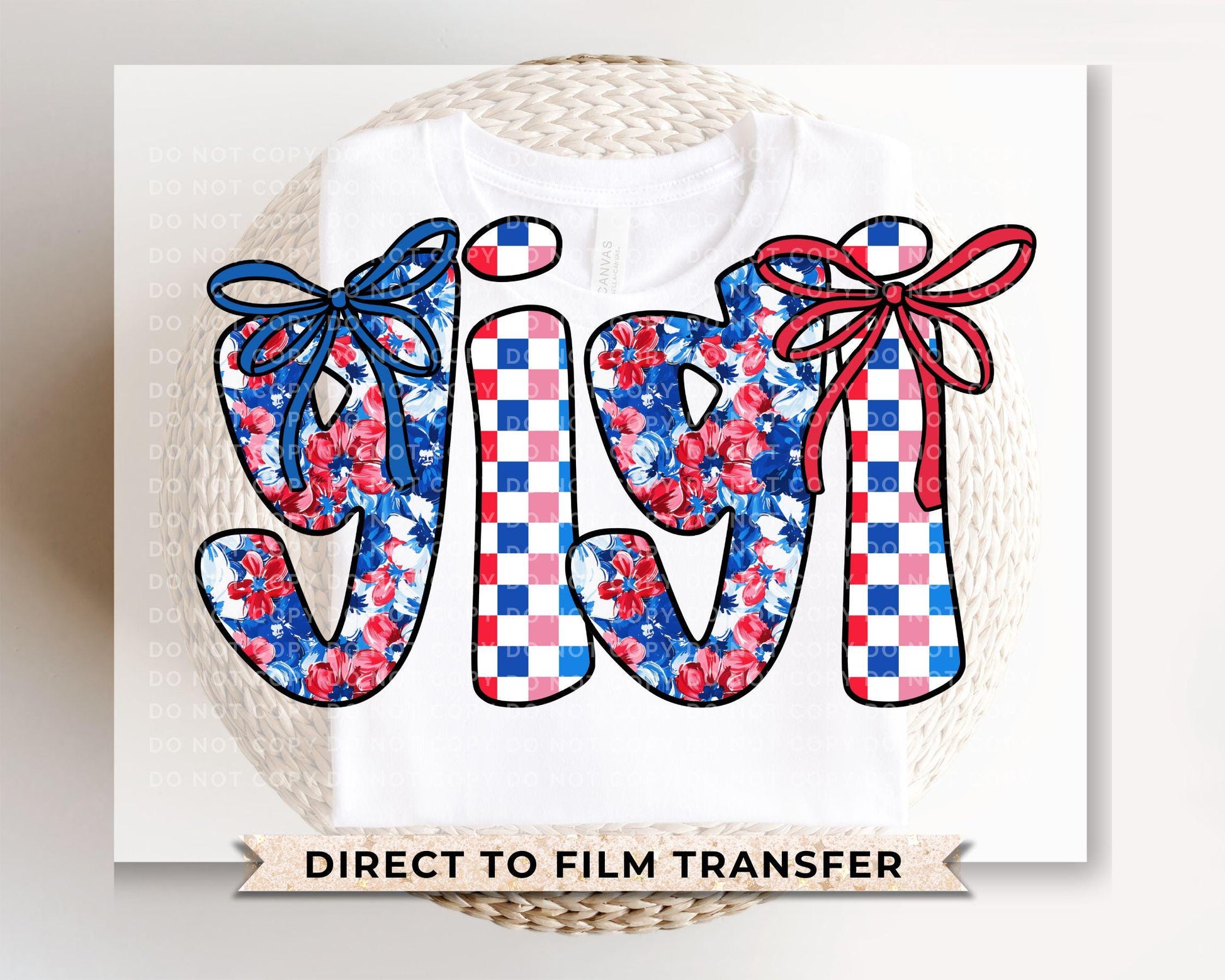 4th of July DTF Transfer, Ready to Press, T-shirt Transfer, Heat Transfer, Direct to Film, Memorial Day, America, Bows, USA Coquette Gigi