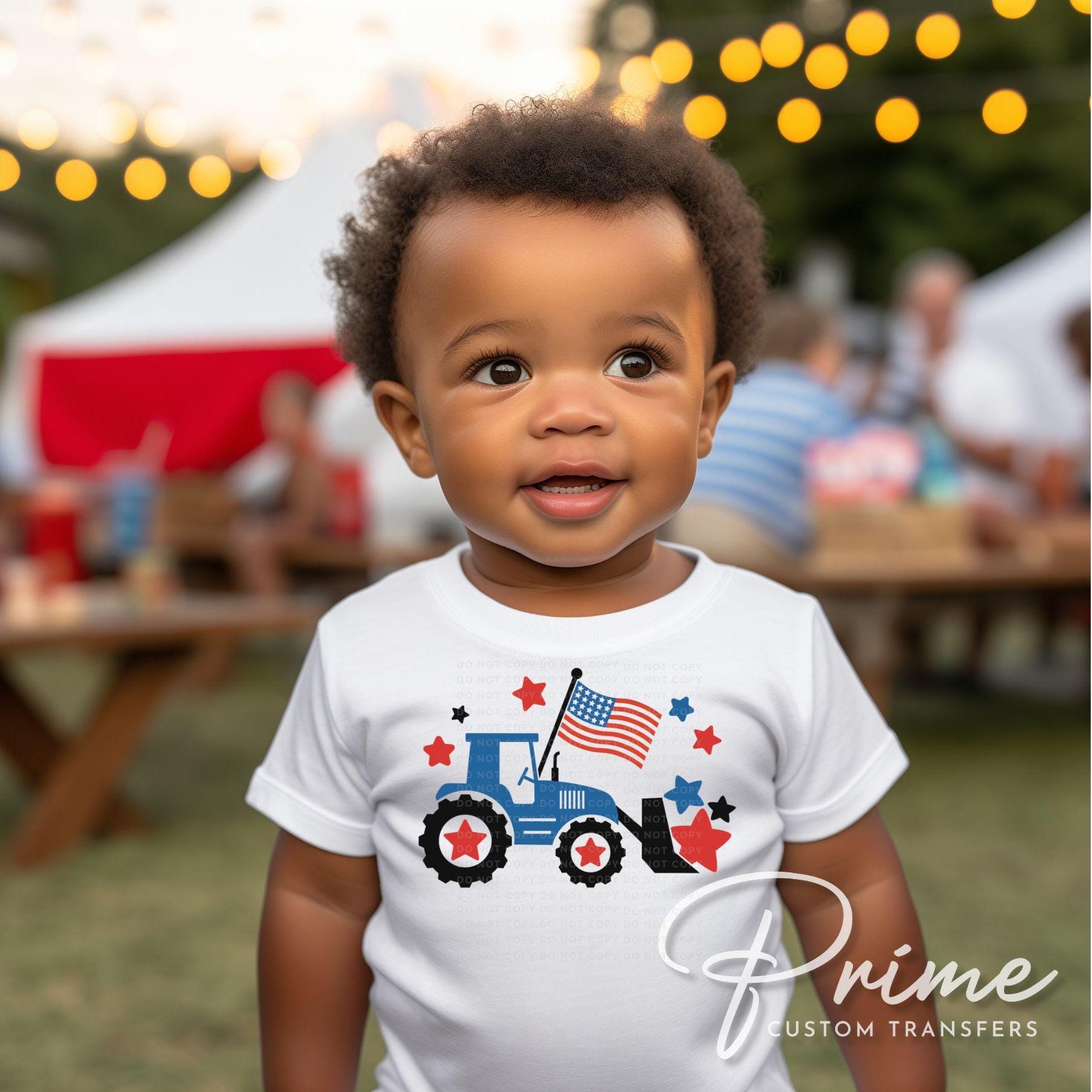 4th of July DTF Transfers, Ready to Press, T-shirt Transfers, Heat Transfer, Direct to Film, Memorial Day, American Boy, Patriotic Tractor