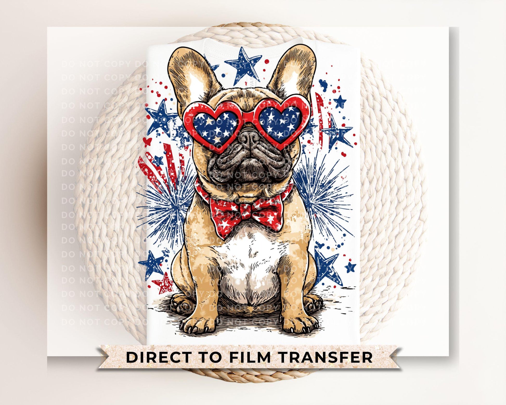 4th of July DTF Transfers, Ready to Press, T-shirt Transfers, Heat Transfer, Direct to Film, Memorial Day, USA, Frenchie, French Bull Dog