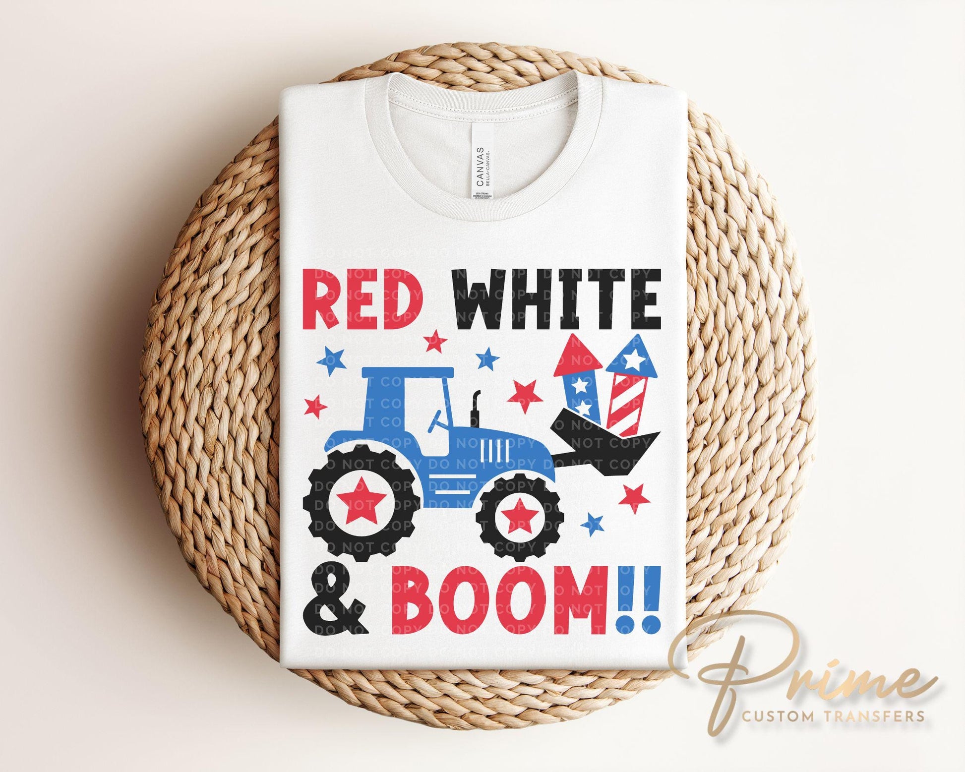 4th of July DTF Transfers, Ready to Press, T-shirt Transfers, Heat Transfer, Direct to Film, Memorial Day, USA, Tractor, Red White and Boom