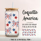 4th of July UV DTF Libbey 16oz Cup Wrap Sticker, Ready to Apply, No Heat, Permanent Adhesive, Waterproof, Glass Can, America, Coquette Bows
