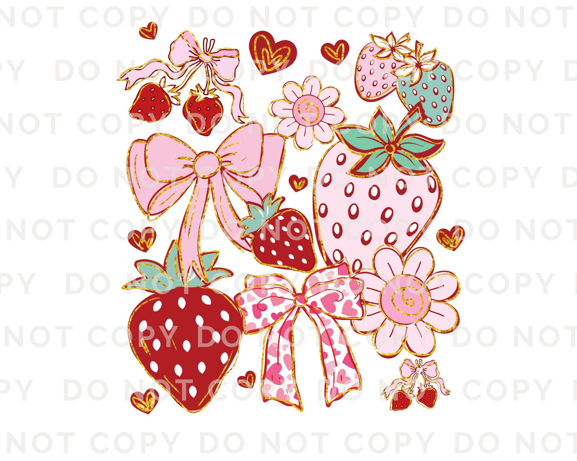 Boho Strawberry Coquette DTF Transfer, Ready to Press, T-shirt Transfers, Heat Transfer, Direct to Film, Floral, Summer, Strawberry Festival