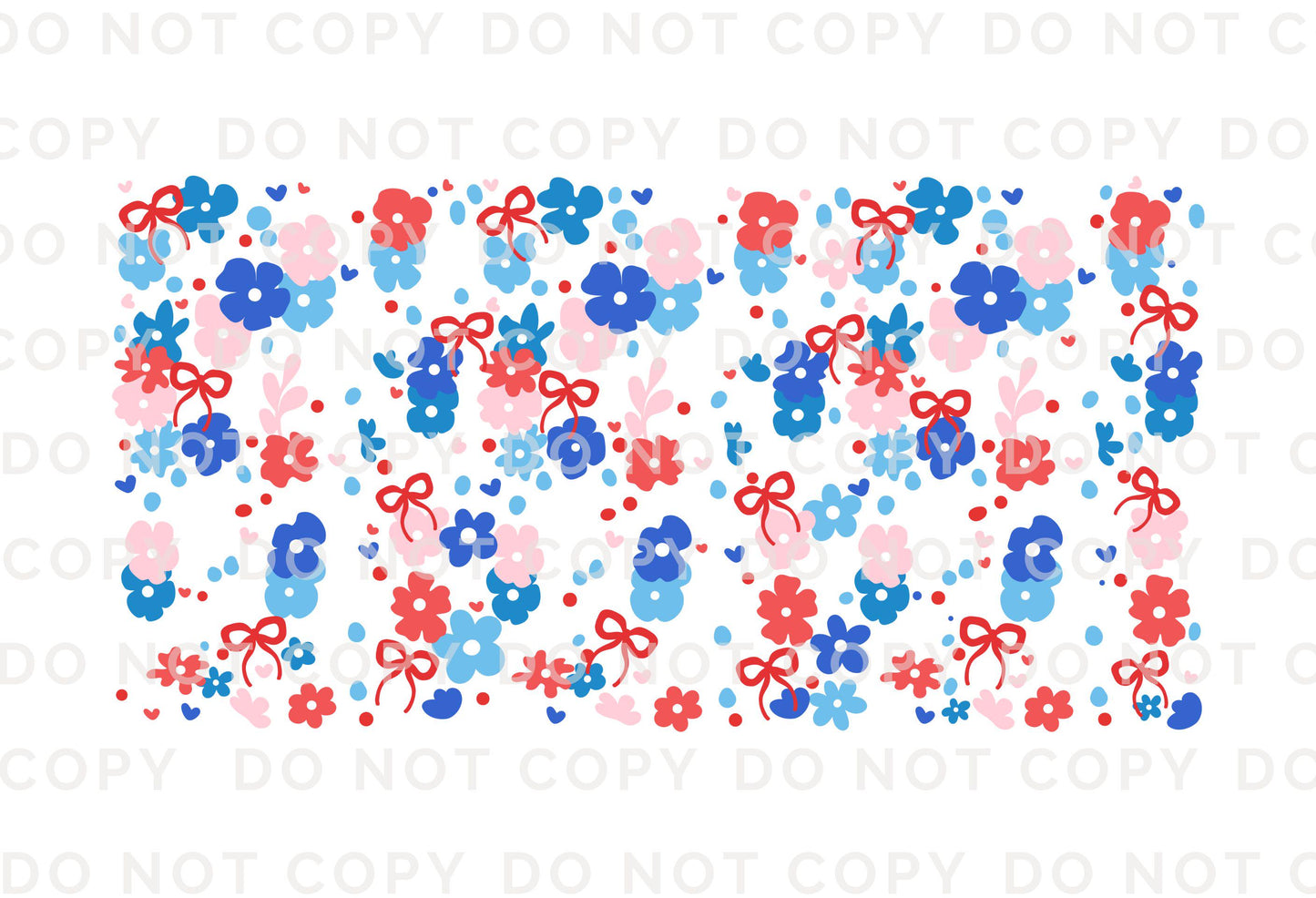 4th of July UV DTF Libbey 16oz Cup Wrap Sticker, Ready to Apply, No Heat, Permanent Adhesive, Waterproof, Glass Can, Coquette Floral Bows