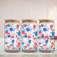 4th of July UV DTF Libbey 16oz Cup Wrap Sticker, Ready to Apply, No Heat, Permanent Adhesive, Waterproof, Glass Can, Coquette Floral Bows