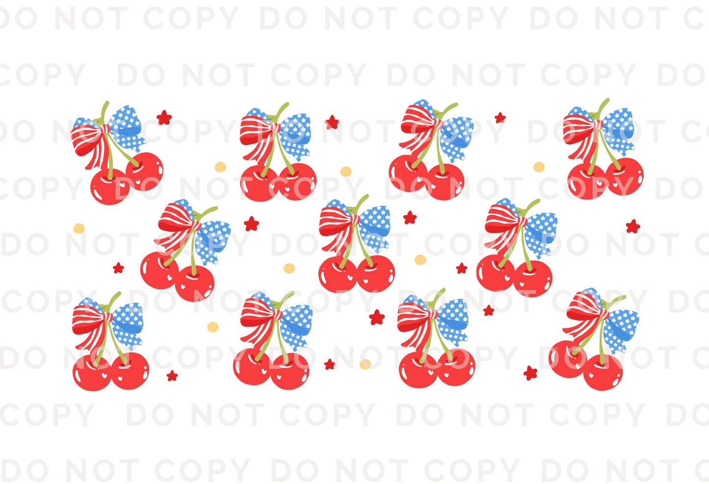 4th of July UV DTF Libbey 16oz Cup Wrap Sticker, Ready to Apply, No Heat, Permanent Adhesive, Waterproof, Glass Can, USA, Coquette Cherries