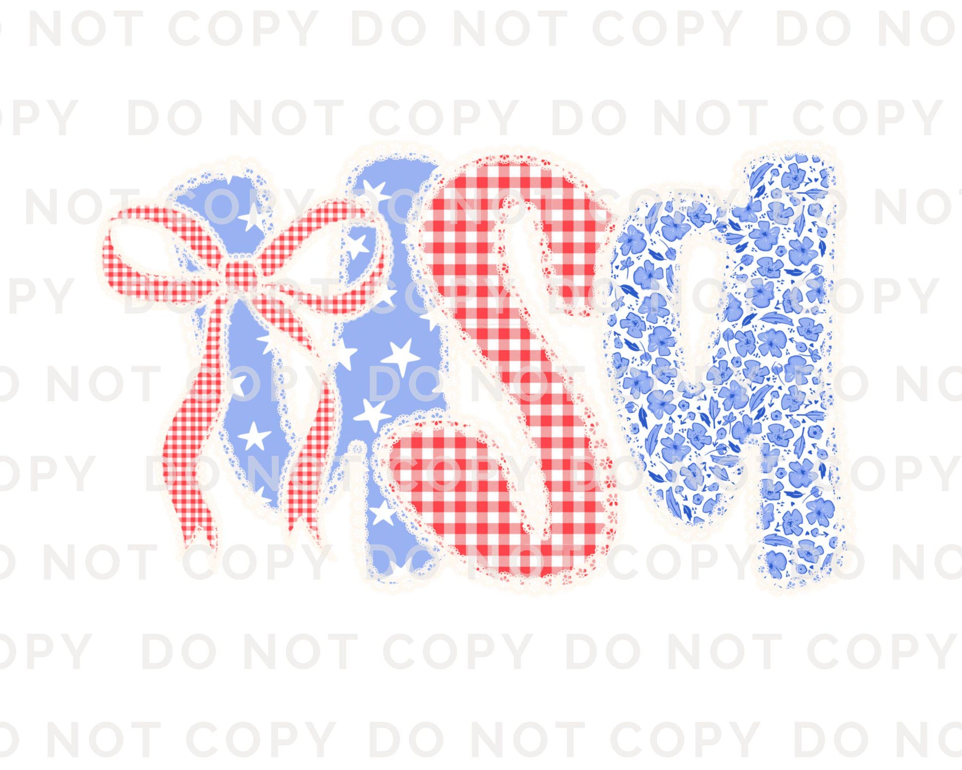4th of July DTF Transfer, Ready to Press, T-shirt Transfers, Heat Transfer, Direct to Film, USA, Ribbon, Bows, USA, Coquette Faux Lace