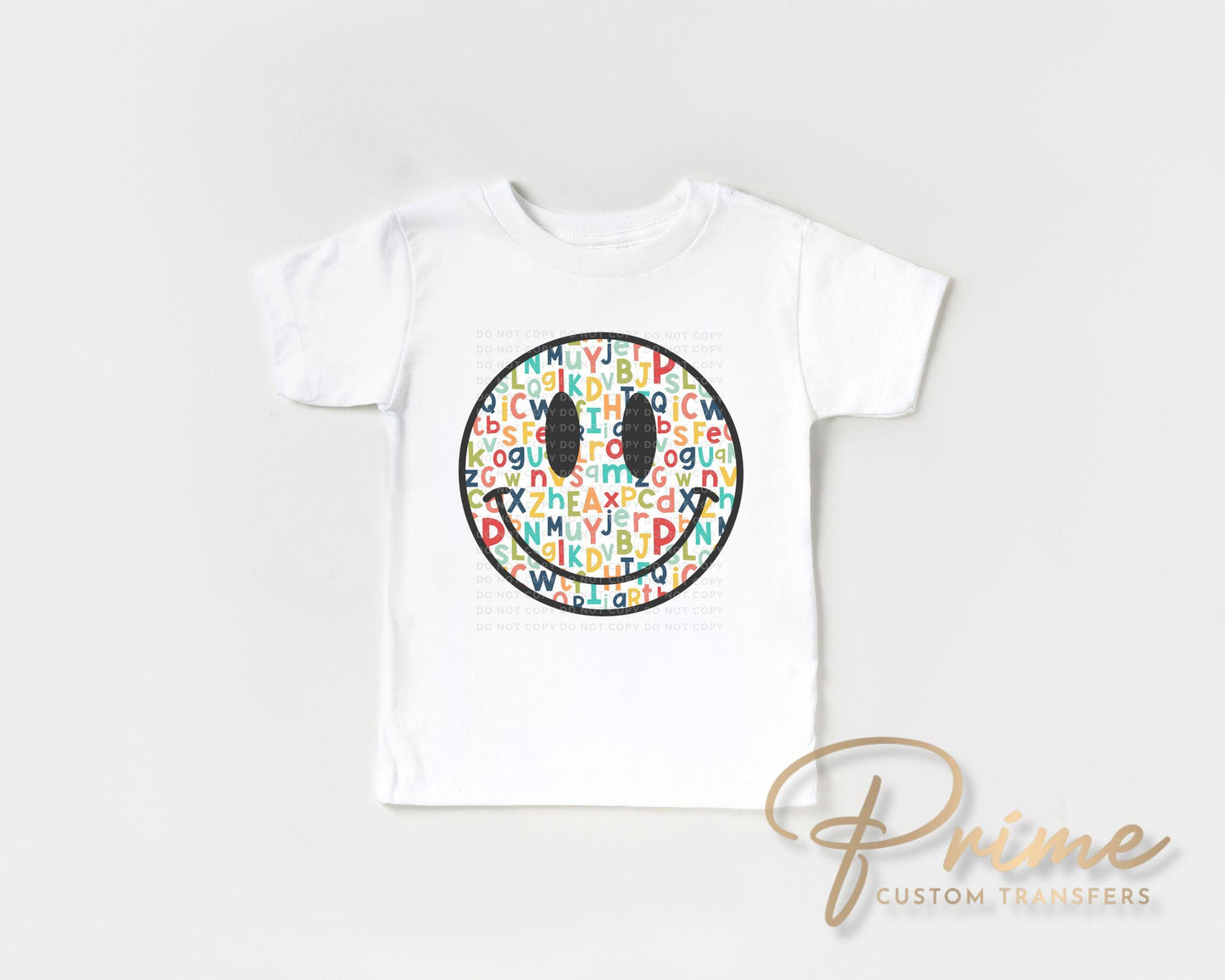 Teacher DTF Transfer, Ready to Press, T-shirt Transfer, Heat Transfer, Direct to Film, ABC, Back To School, Teacher Gift, Happy Face