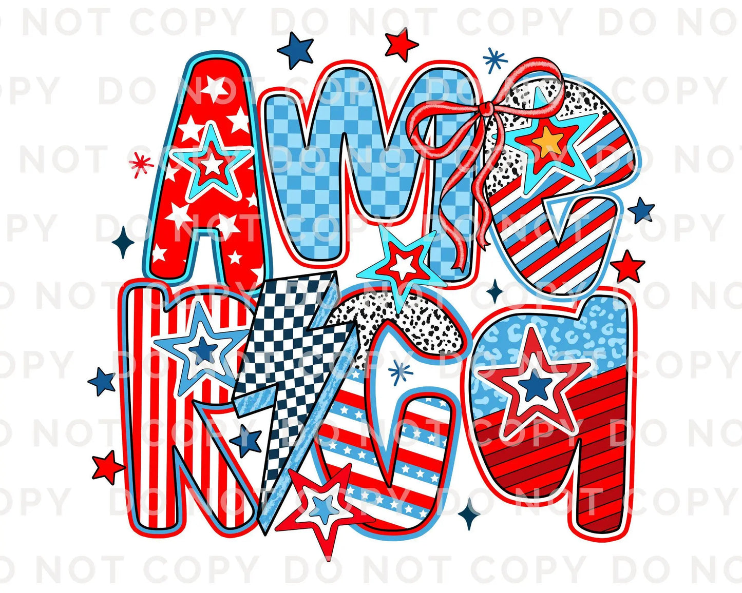 4th of July DTF Transfer, Ready to Press, T-shirt Transfer, Heat Transfer, Direct to Film, Memorial Day, America, Bows, USA Coquette Collage