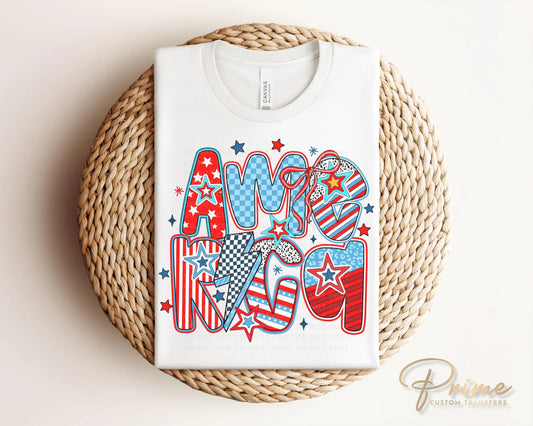 4th of July DTF Transfer, Ready to Press, T-shirt Transfer, Heat Transfer, Direct to Film, Memorial Day, America, Bows, USA Coquette Collage
