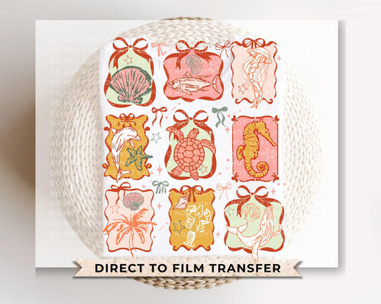 Coquette Beach DTF Transfer, Ready to Press, T-shirt Transfer, Heat Transfer, Direct to Film, Summer Shirt, Fish, Seahorse, Jellyfish