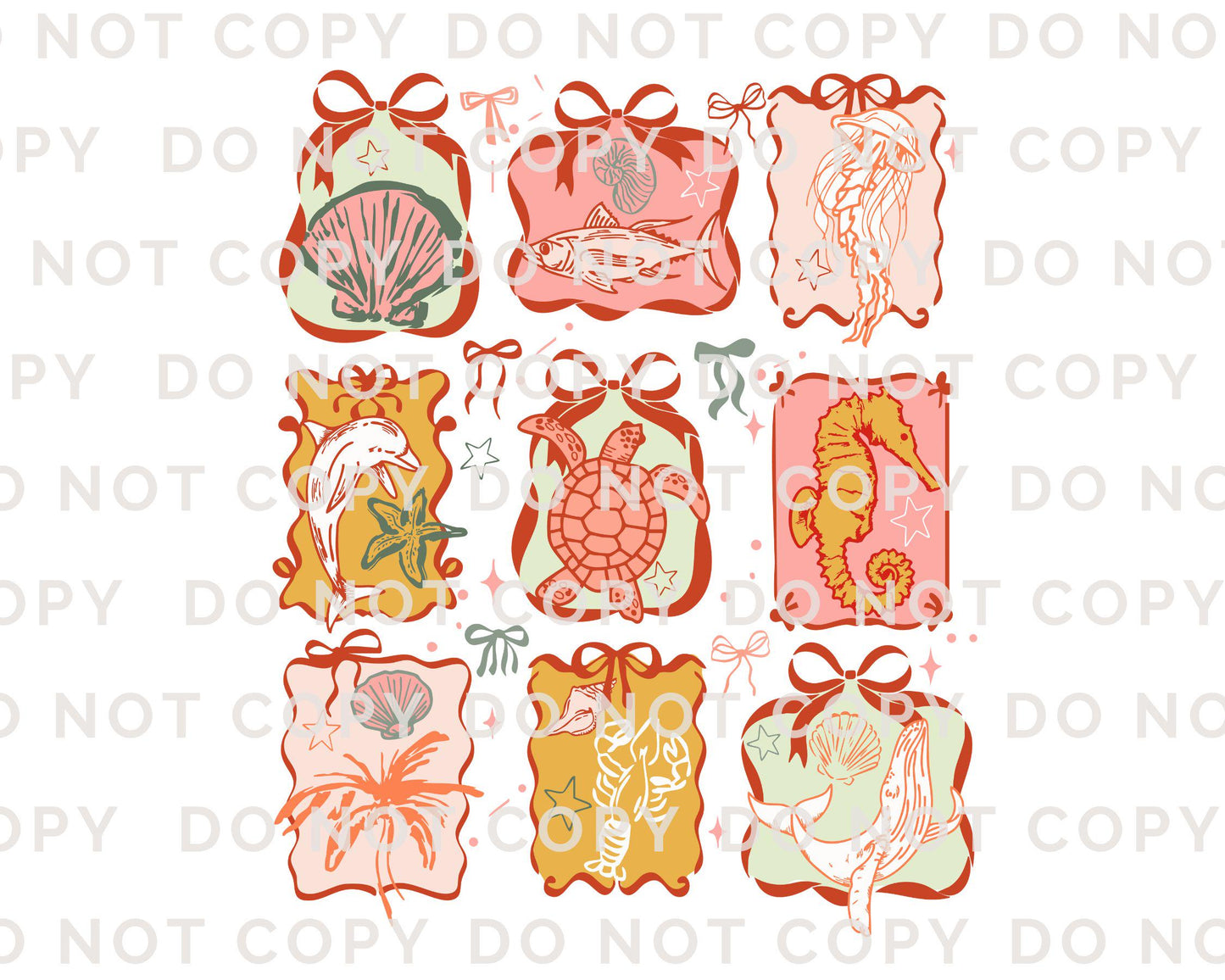 Coquette Beach DTF Transfer, Ready to Press, T-shirt Transfer, Heat Transfer, Direct to Film, Summer Shirt, Fish, Seahorse, Jellyfish