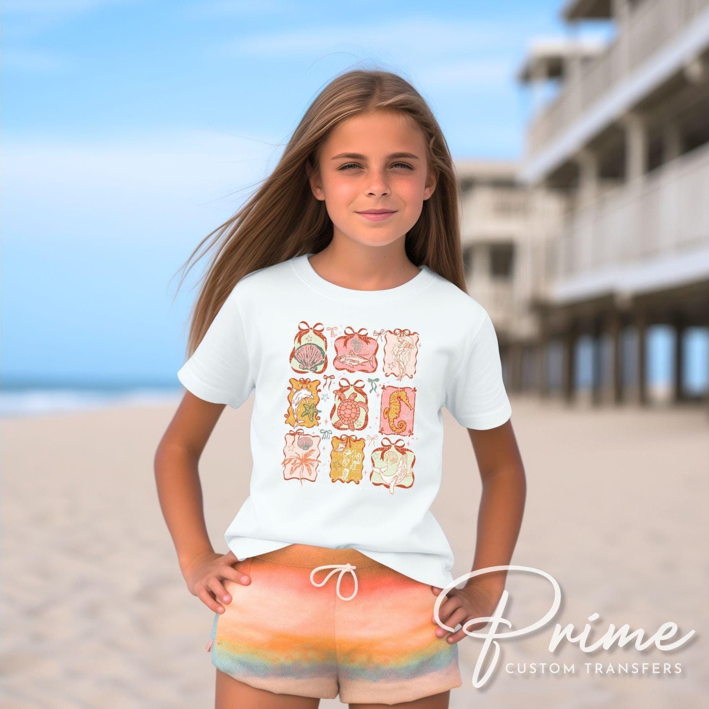 Coquette Beach DTF Transfer, Ready to Press, T-shirt Transfer, Heat Transfer, Direct to Film, Summer Shirt, Fish, Seahorse, Jellyfish