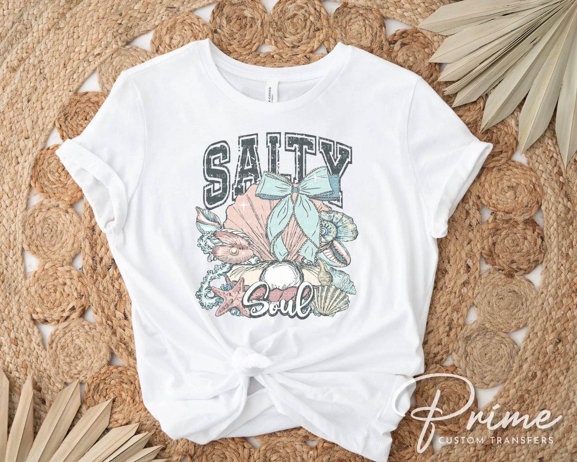 Salty Soul DTF Transfer, Ready to Press, T-shirt Transfer, Heat Transfer, Direct to film, Seashell, Summer Vacation, Coastal Beach