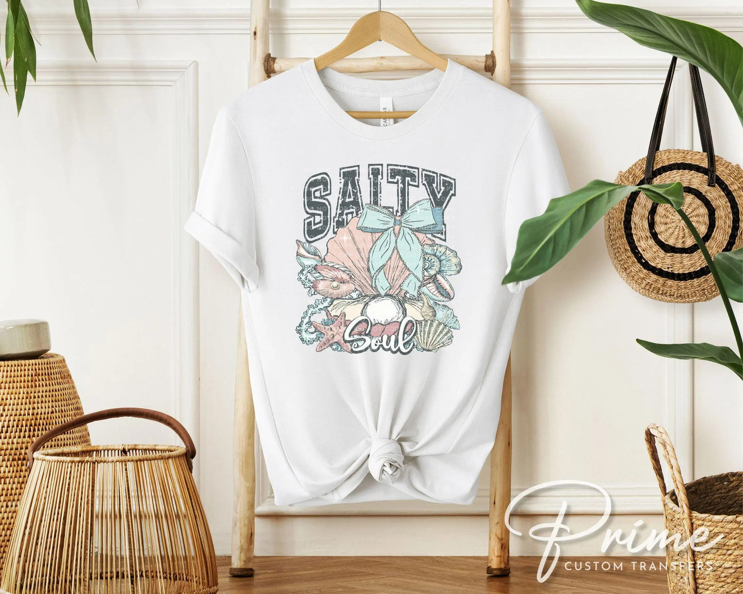 Salty Soul DTF Transfer, Ready to Press, T-shirt Transfer, Heat Transfer, Direct to film, Seashell, Summer Vacation, Coastal Beach
