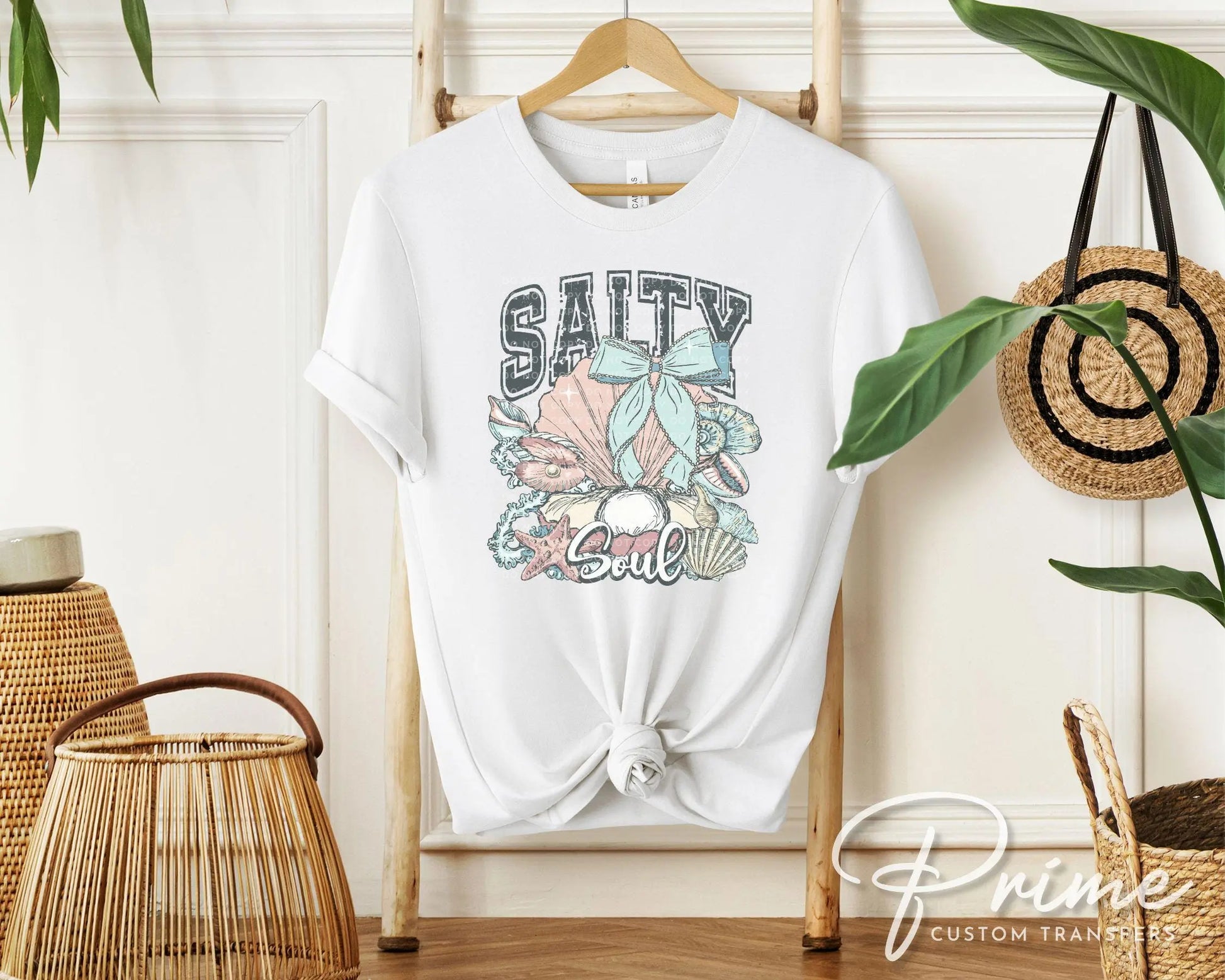 Salty Soul DTF Transfer, Ready to Press, T-shirt Transfer, Heat Transfer, Direct to film, Seashell, Summer Vacation, Coastal Beach