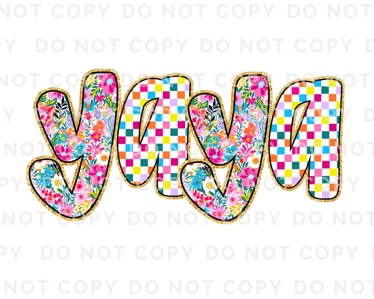 Mother's Day DTF Transfers, Ready to Press, T-shirt Transfers, Heat Transfer, Direct to Film, Gift for Grandma, Faux Glitter Floral YaYa