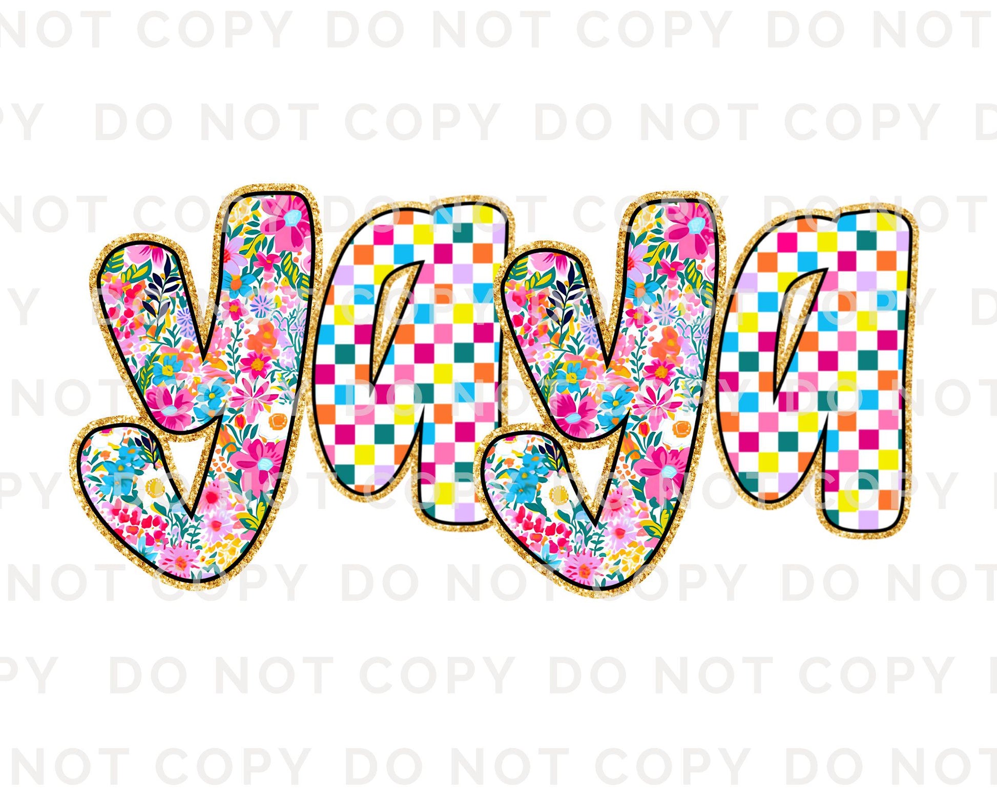 Mother's Day DTF Transfers, Ready to Press, T-shirt Transfers, Heat Transfer, Direct to Film, Gift for Grandma, Faux Glitter Floral YaYa