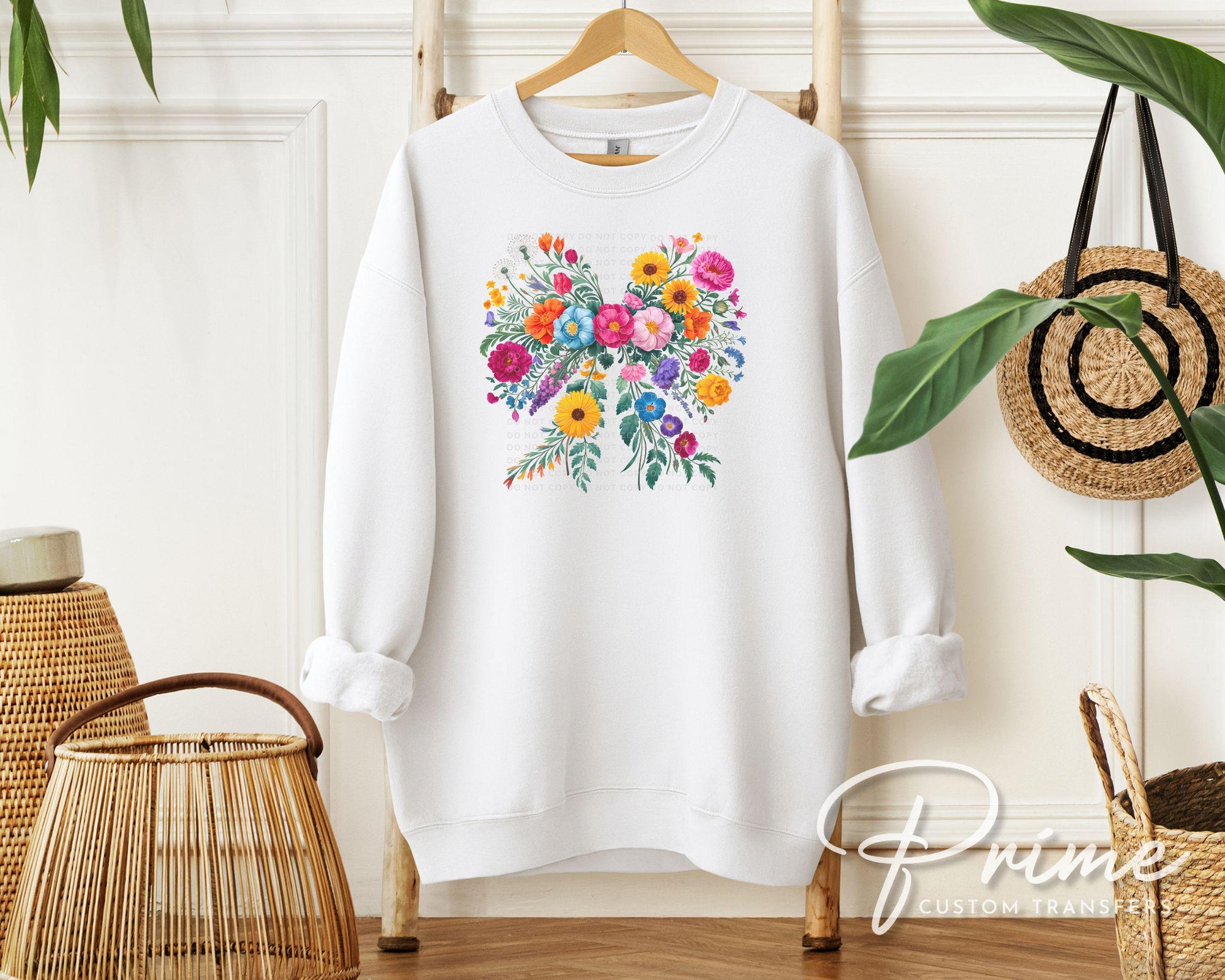 Wildflower Coquette Bow DTF Transfers, Ready to Press, T-shirt Transfers, Heat Transfer, Direct to Film, Cold Peel, Spring, Summer, Flowers