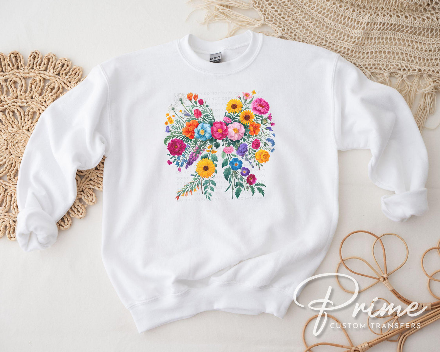 Wildflower Coquette Bow DTF Transfers, Ready to Press, T-shirt Transfers, Heat Transfer, Direct to Film, Cold Peel, Spring, Summer, Flowers